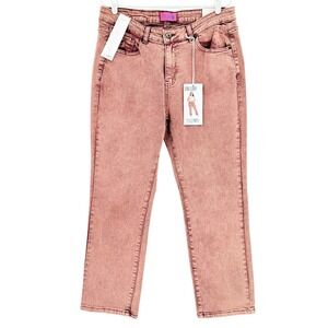 Telepatia Women's Stretch Denim Jeans 18W Terracotta Pink Straight High Rise NWT
